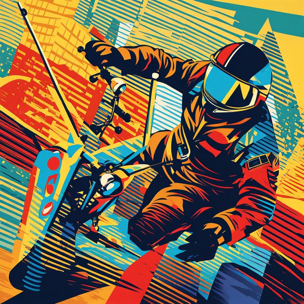 Motorcycle Speeding: A Pop Art Digital Masterpiece