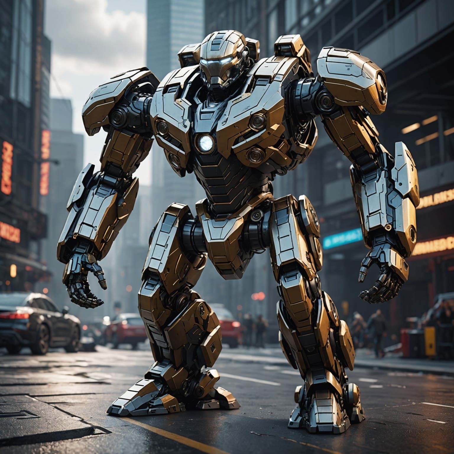 The Avengers: Intricate Mech Details in Sci-Fi Style