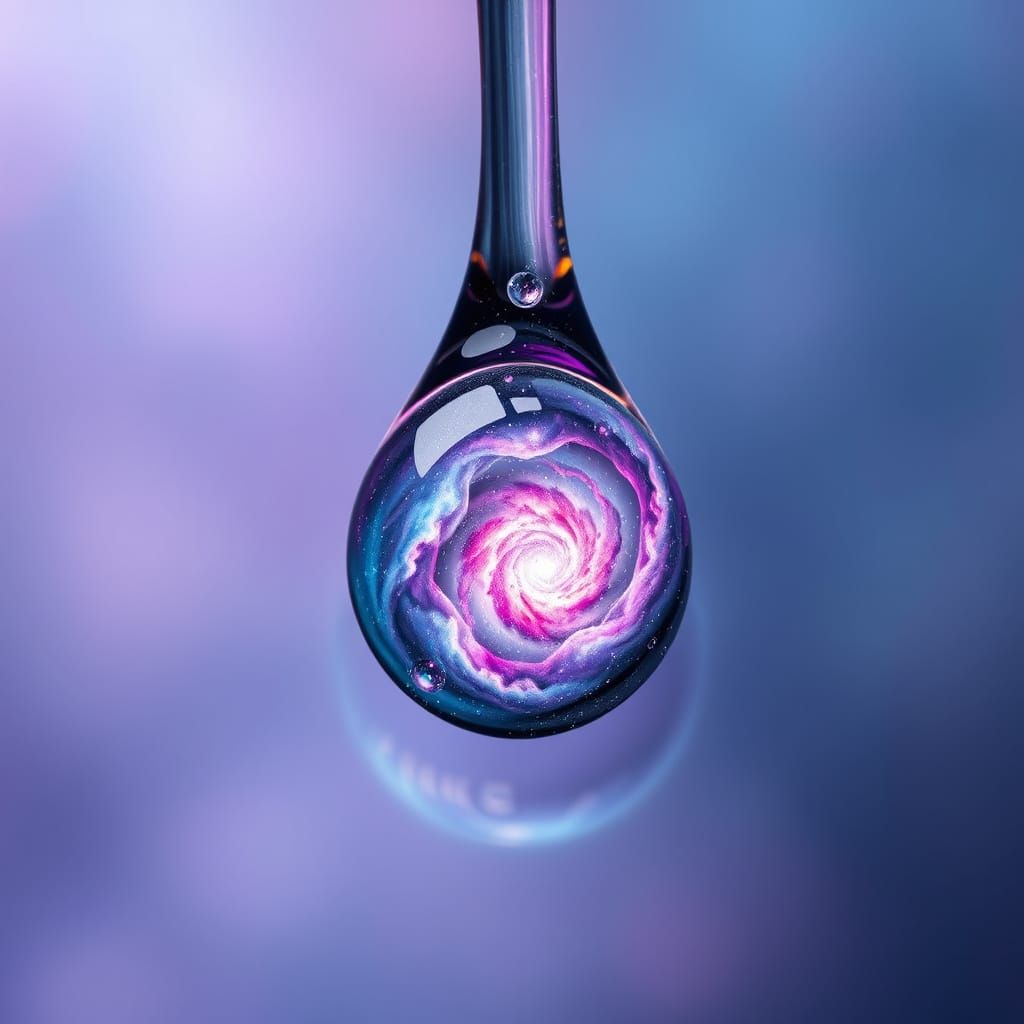 Nested Galaxies in Iridescent Water Droplets