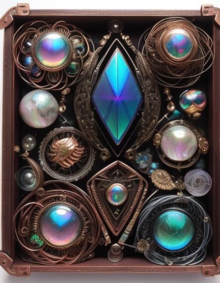 Iridescent Assemblage of Mixed Media Elements