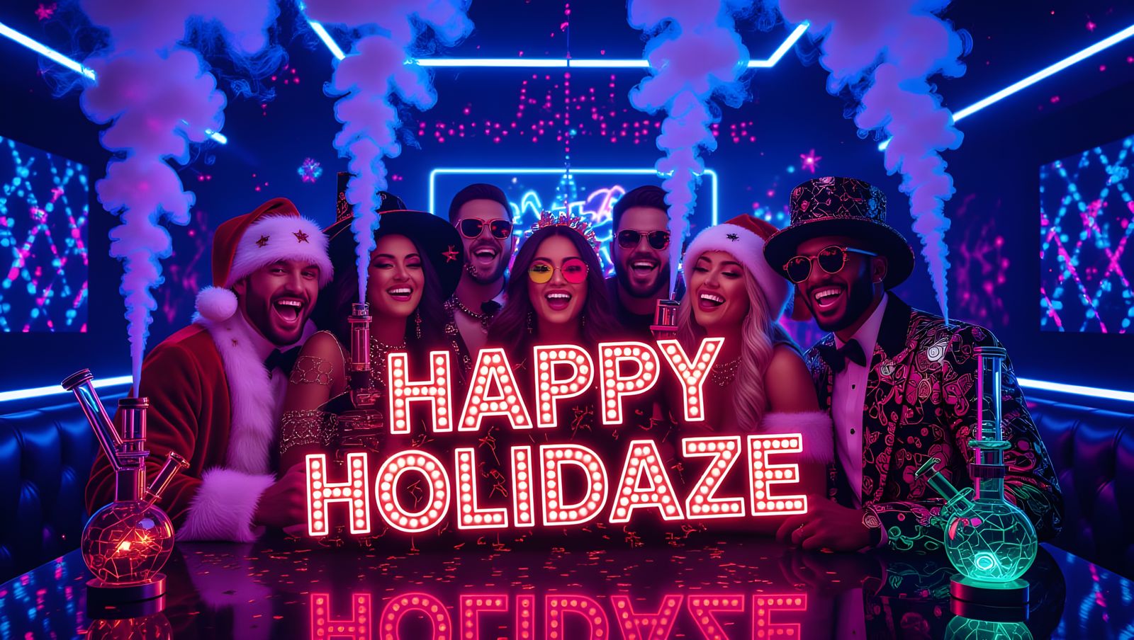 Vibrant Holiday Party in Epic 3D Videogame Style