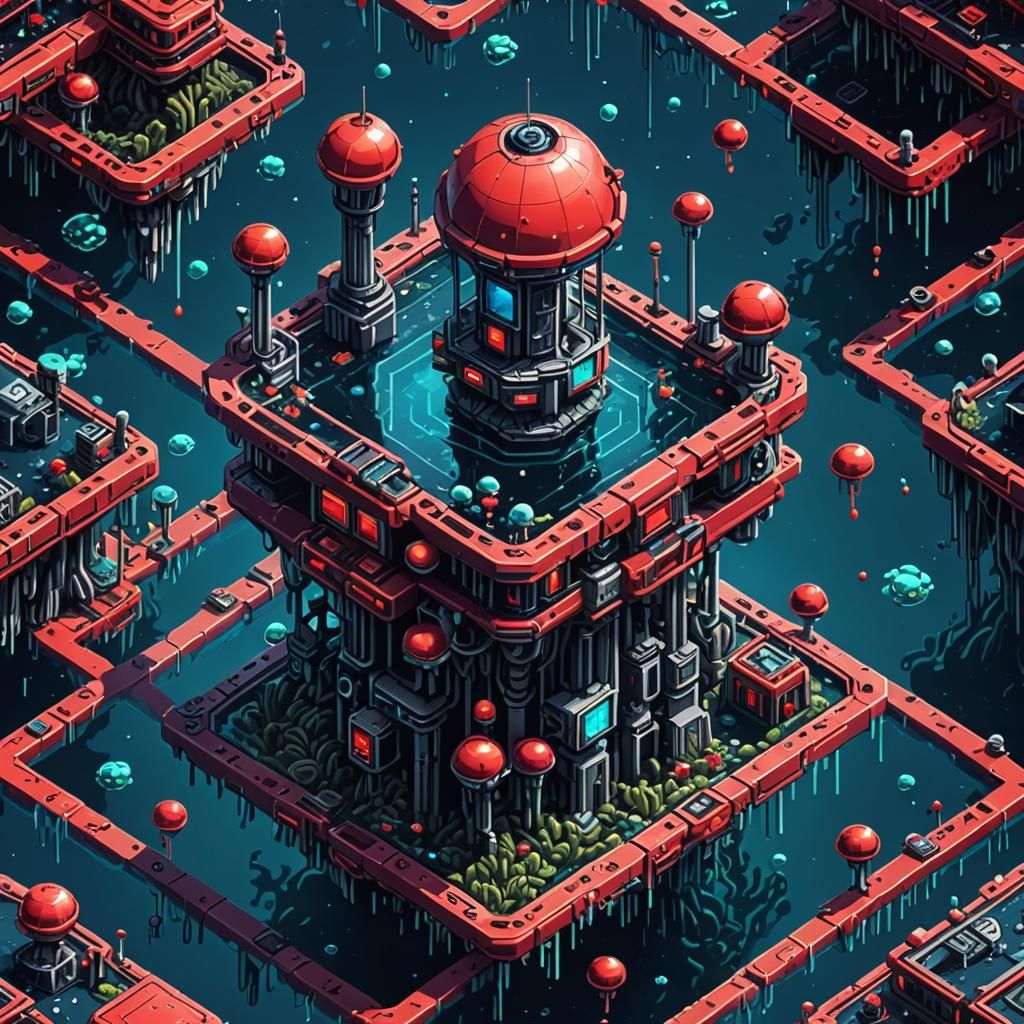 Isometric Pixel Art: Microscopic Command Station