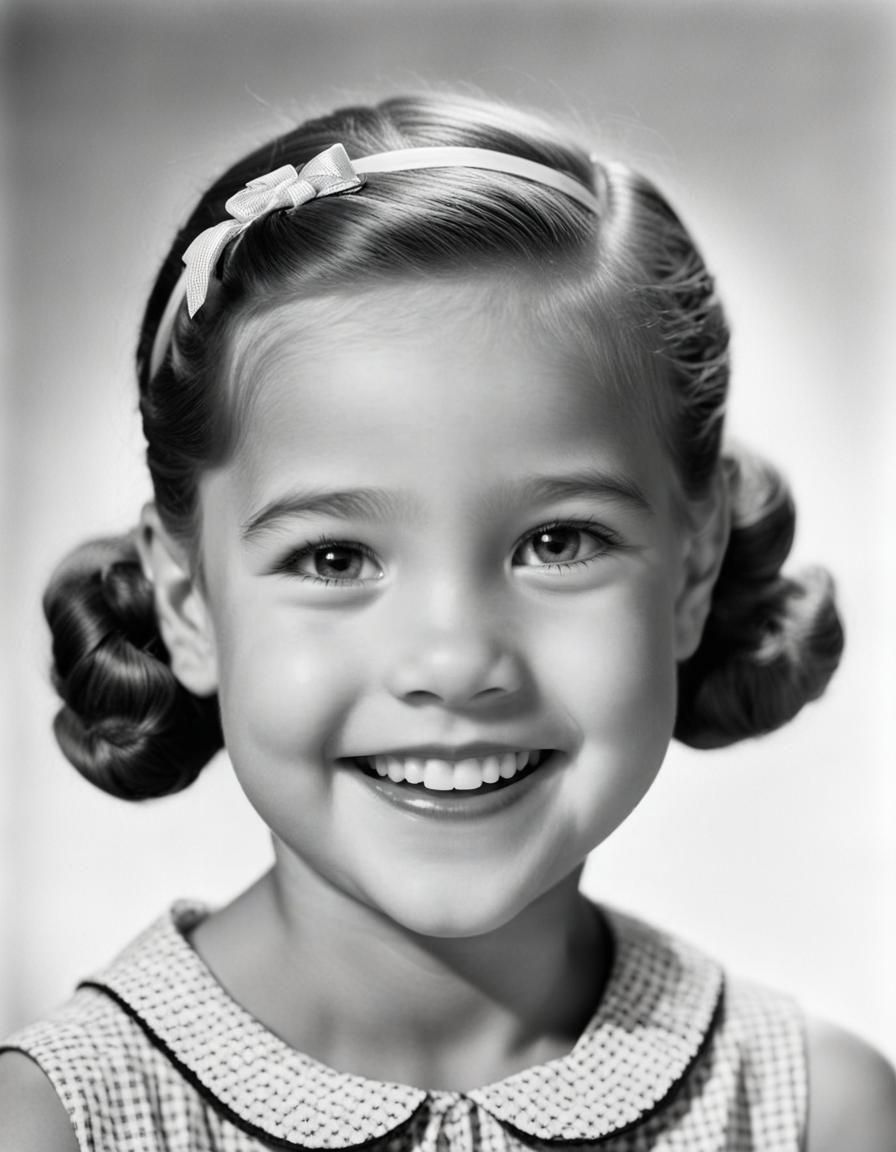 Cute Girl Portrait in 1950s Style
