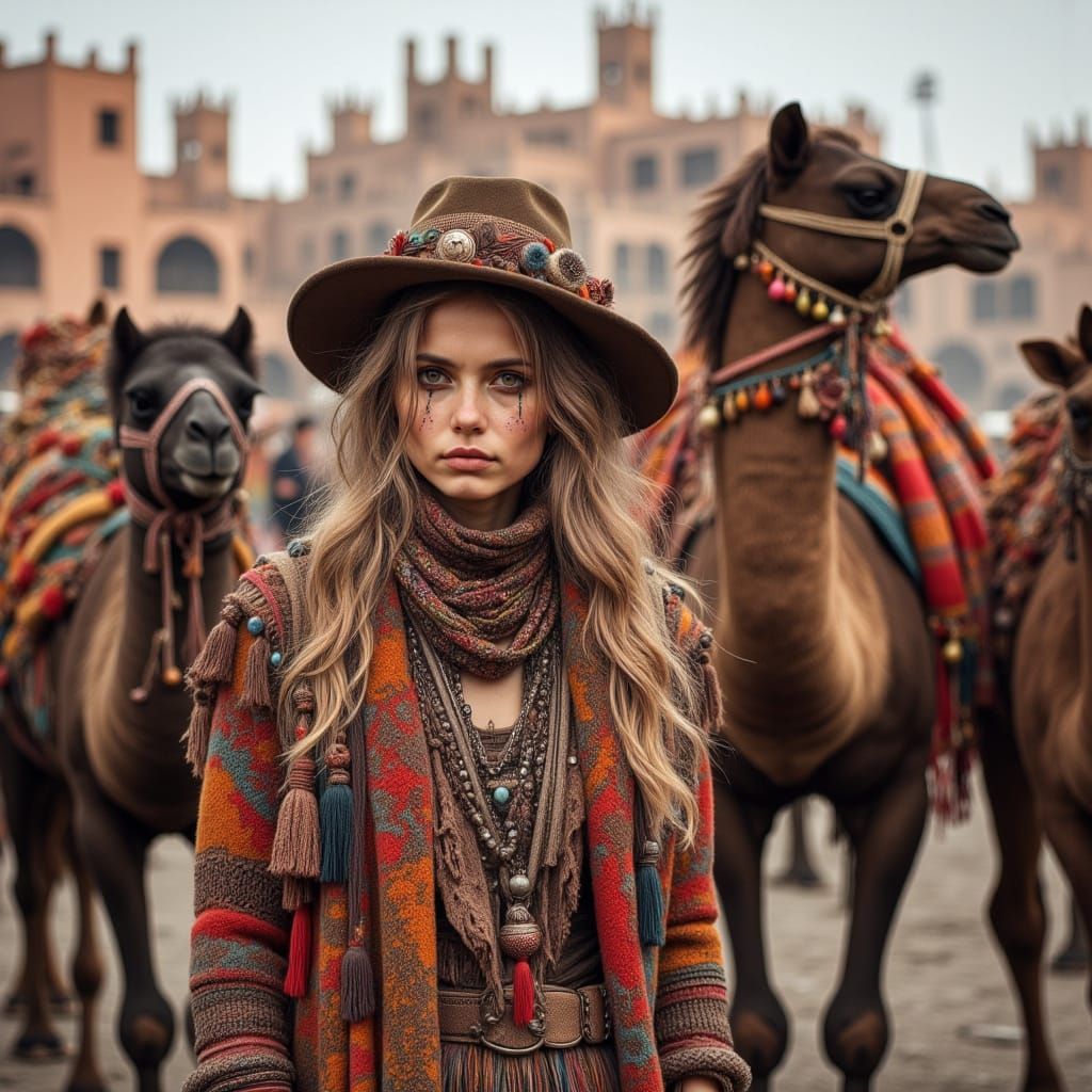 German Camel Vendor at Marrakesh Market