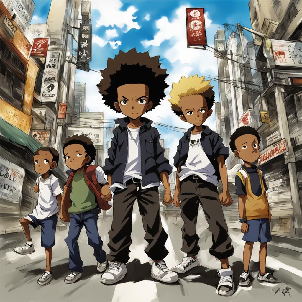 Boondocks Scene in Anime Manga Style