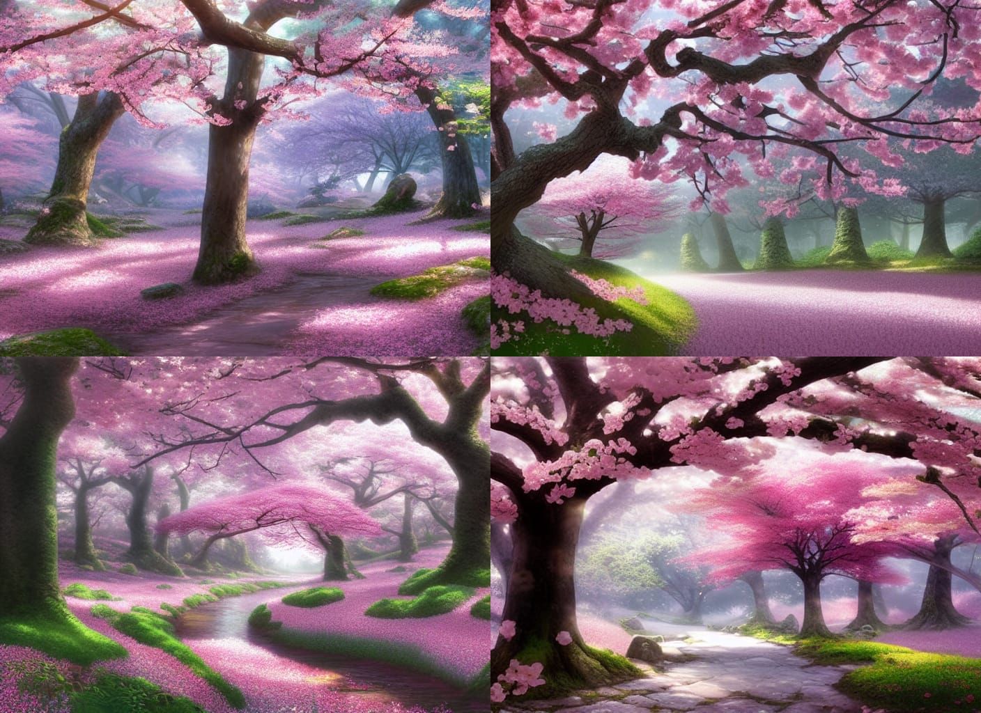Sakura Blossom Forest: Vivid Digital Art