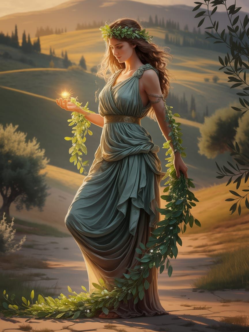 Demeter Goddess of Harvest in Golden Hour Light