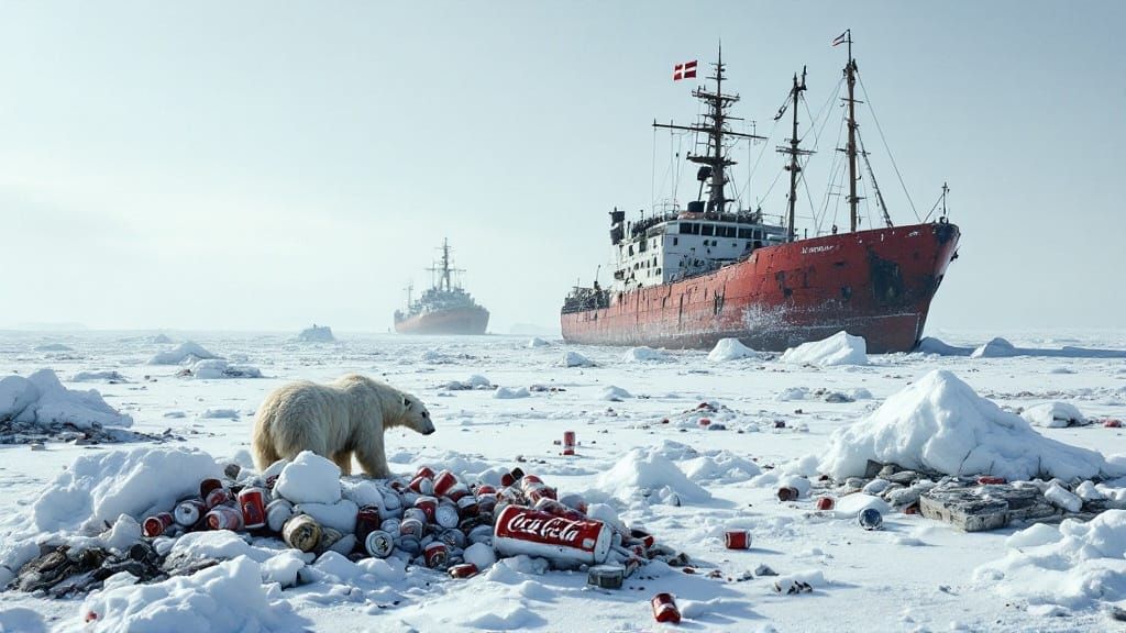 Frozen Arctic Landscape with Abandoned Shipwrecks and Polar ...