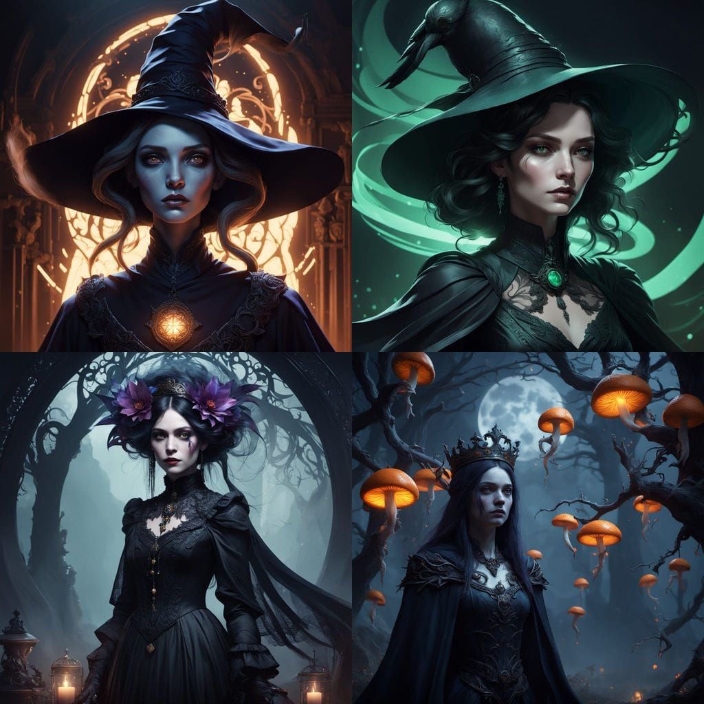 Gothic Dark Portrait of a Wicked Witch in Nightshade