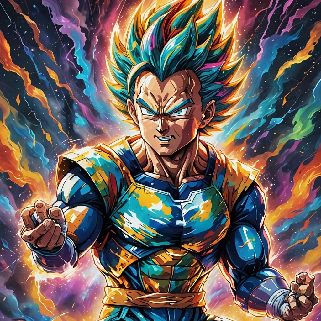 Vegeta Super Saiyan God in Astral Lightning Storm