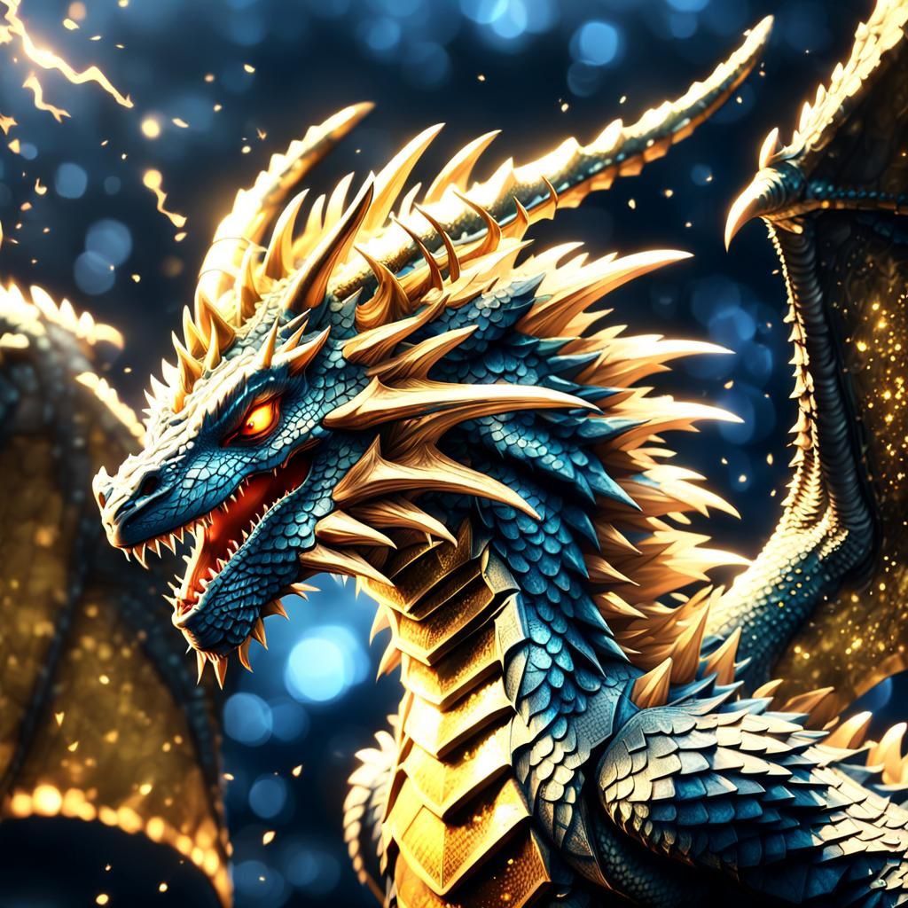 Golden Elder Dragon in Epic Anime 3D Art