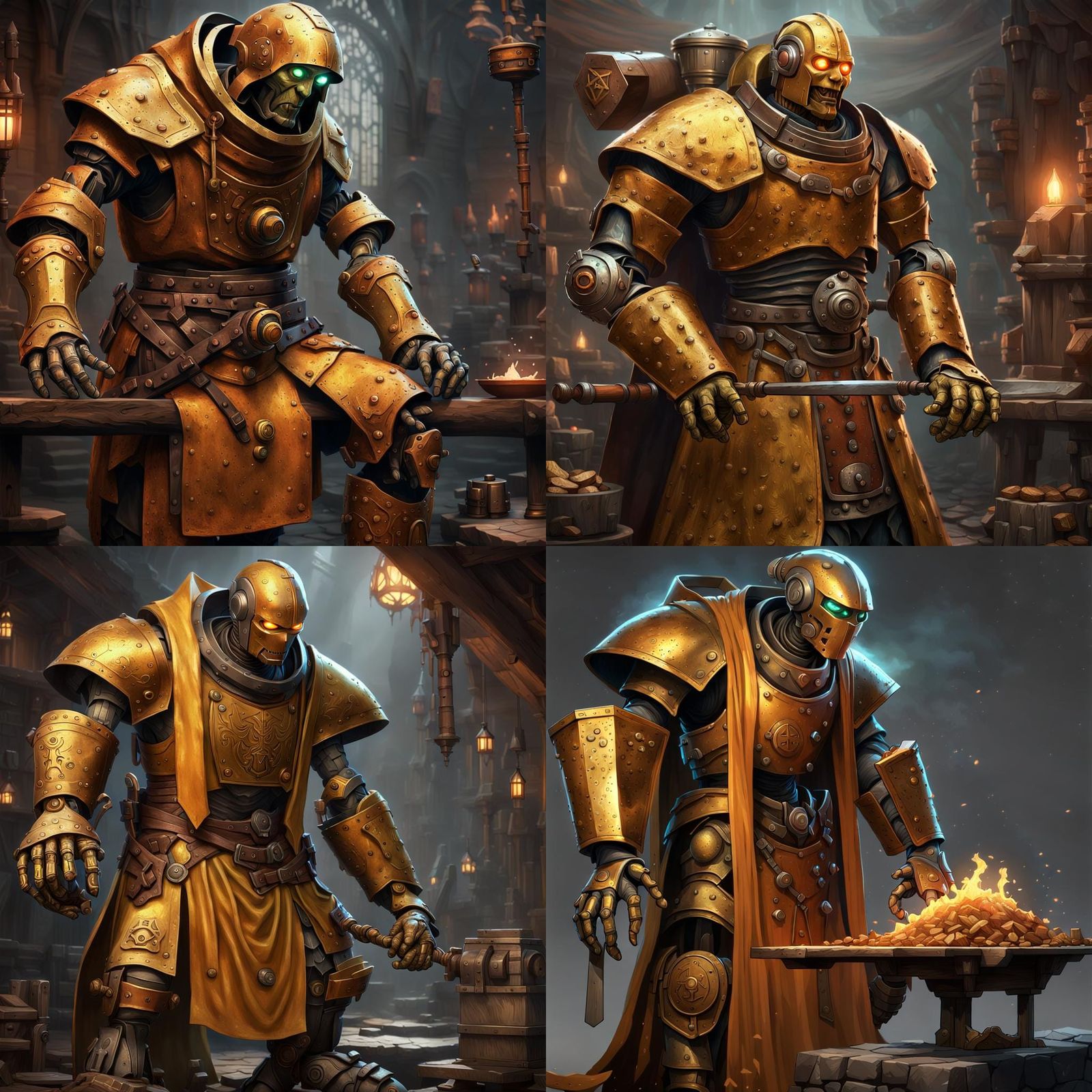 Warforged Robot Cleric: D&D Dark Fantasy Concept Art