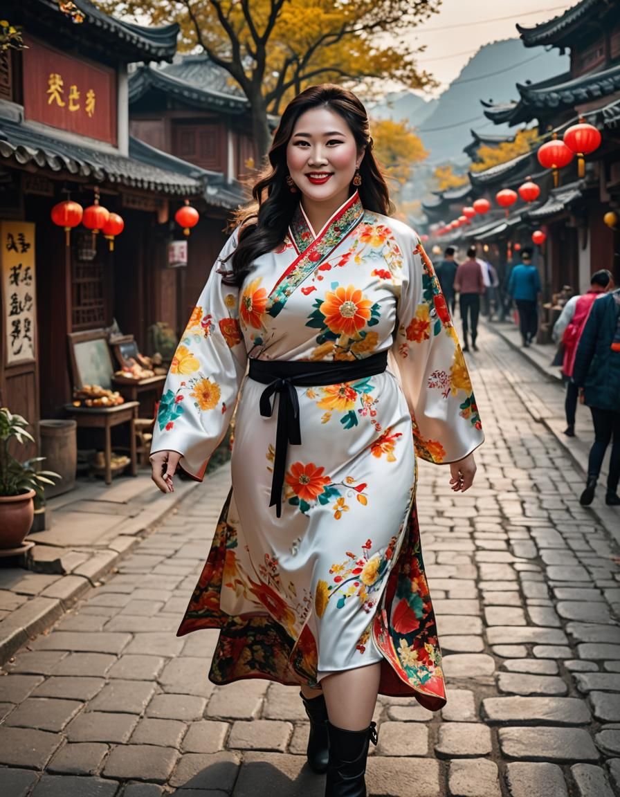 Charming Chinese Woman in Traditional Dress, Pop Art
