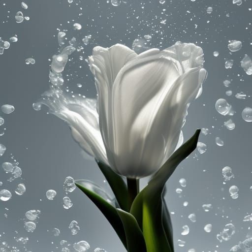 Delicate Glass Tulip with Floating Petals