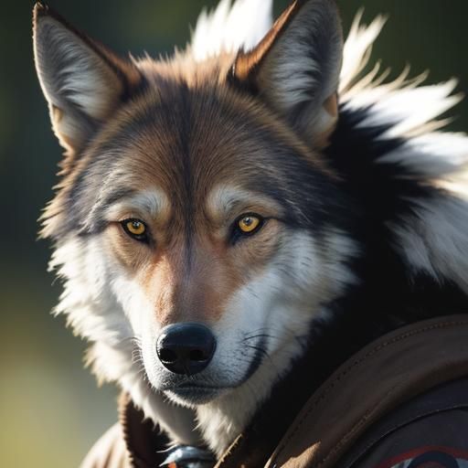 Striking Portrait of American Indian with Wolf