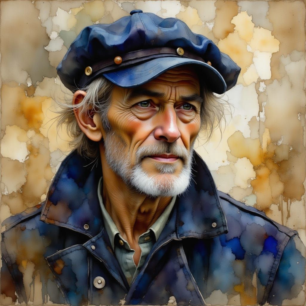 Weathered Sailor Portrait in Expressive Painterly Style