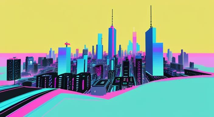Virtual Reality Cityscape in Abstract Expressionism Style