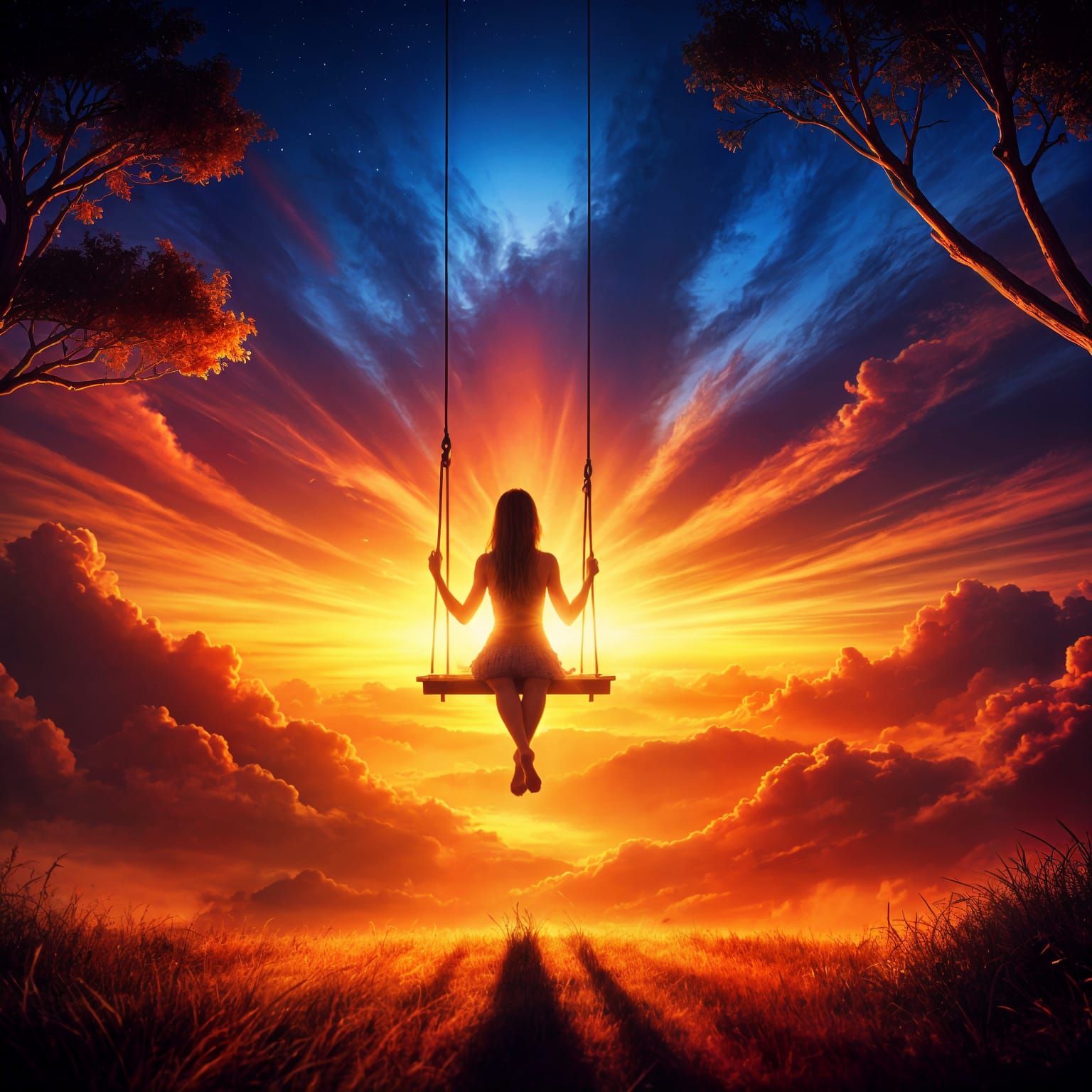 Vibrant Sunset Landscape Captured in a Dreamy Aesthetic