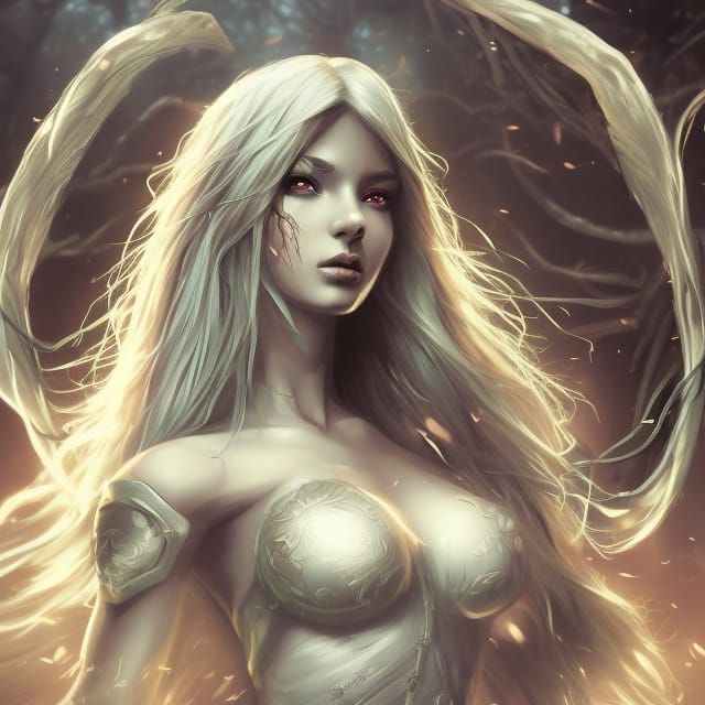 Hyperrealistic Wolf Girl in Forest, Anime Key Visual