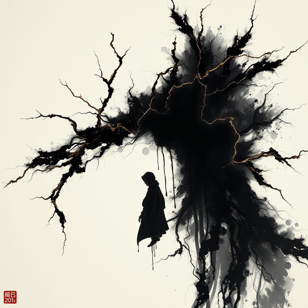 Magma Iris with Hooded Nomad in Volumetric Lighting