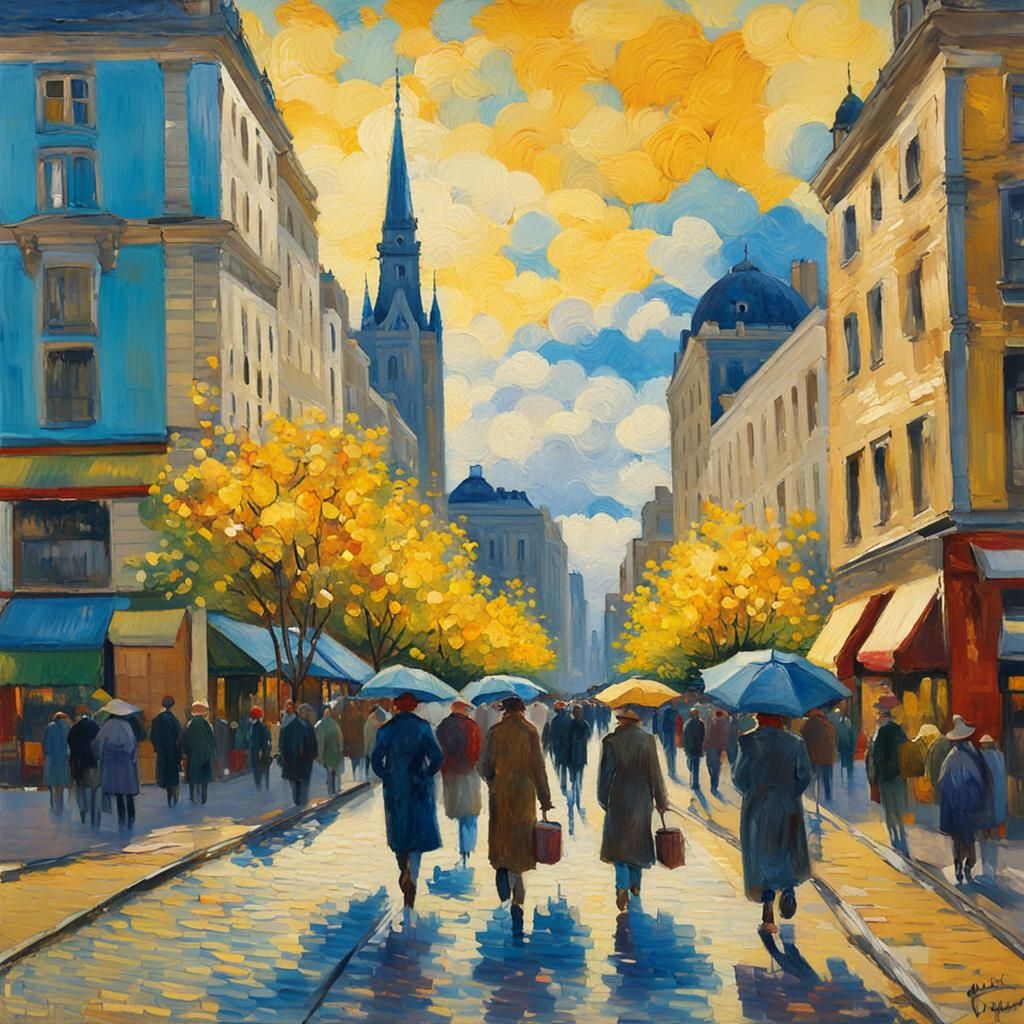 Auckland Cityscape in Impressionist Style