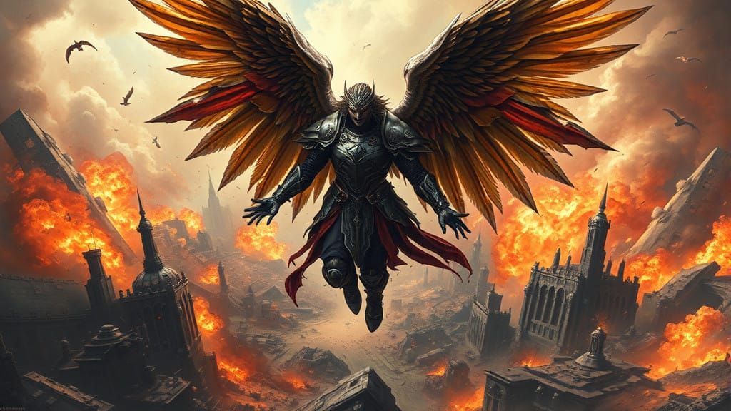 Majestic Angel in Apocalyptic Combat