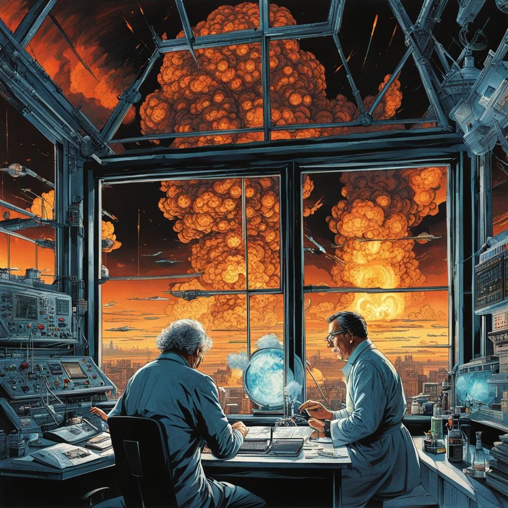 Mad Scientist and Assistant in High-Tech Lab