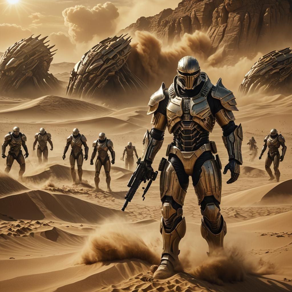 Sand Warrior Clones Bursting from Desert in Giger-esque Sci-...