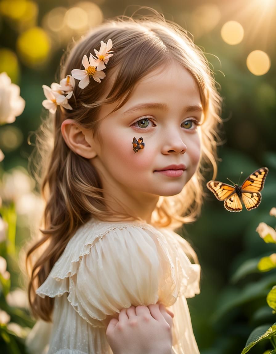 A little girl With a butterfly 🦋