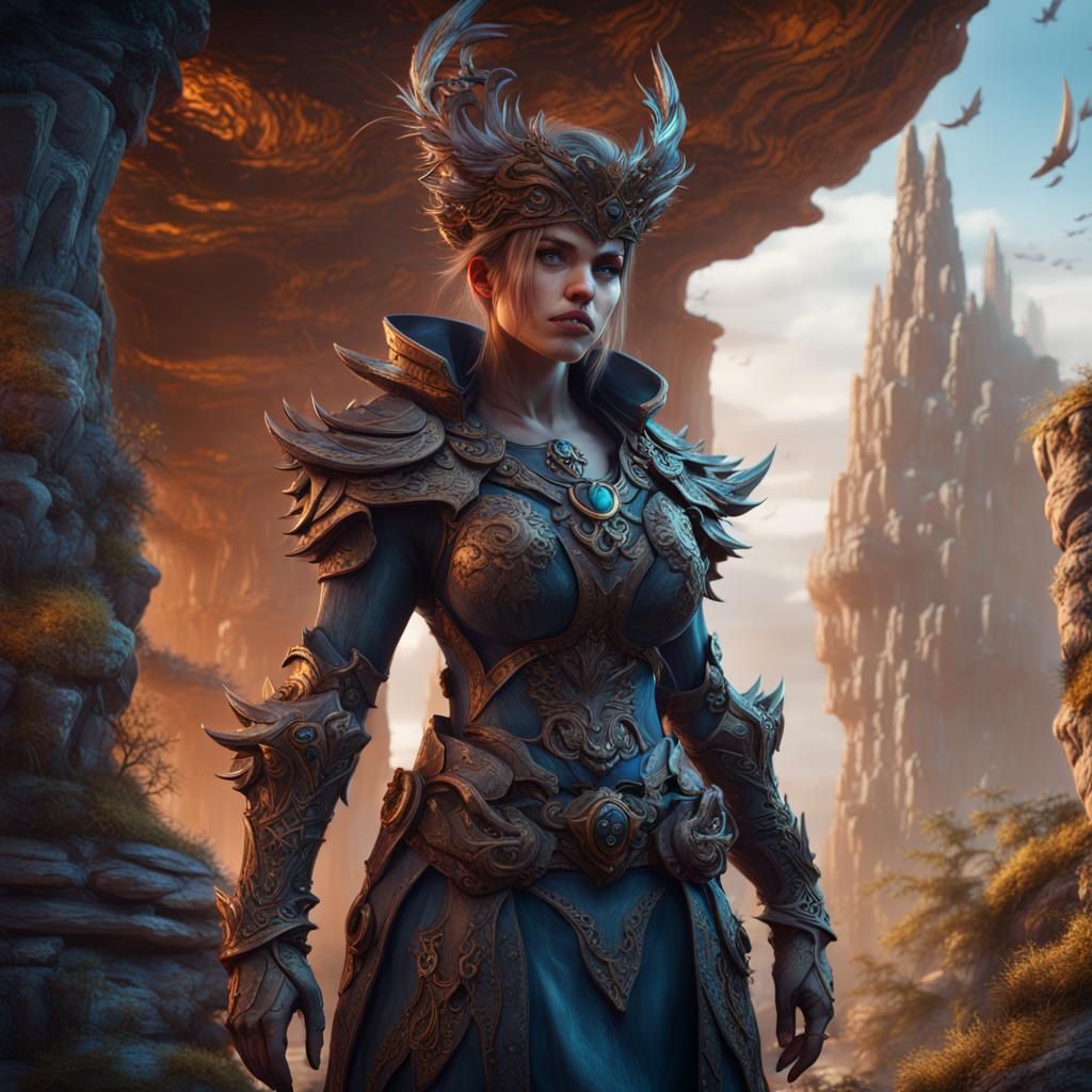 Detailed Matte Painting of a Fantasy Warrior