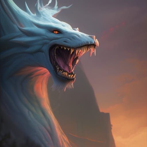 Rainbow Fantasy Lion with Wings in Detailed Painting