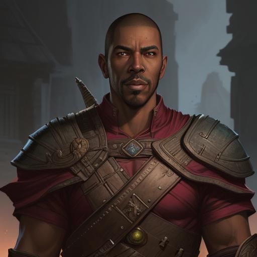 Redguard Male Portrait in Comic Book Style