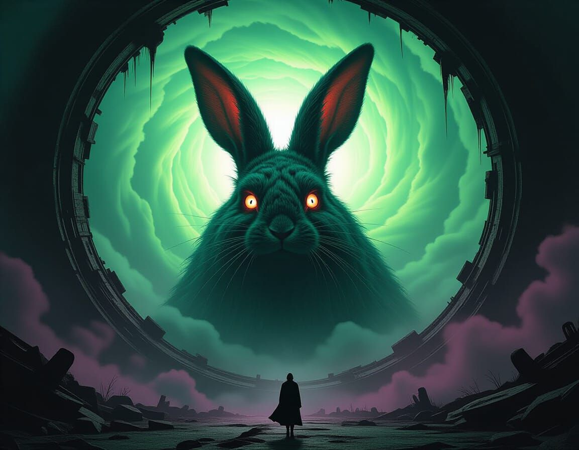 Eldritch Rabbit Monster Emerges From Cosmic Vortex