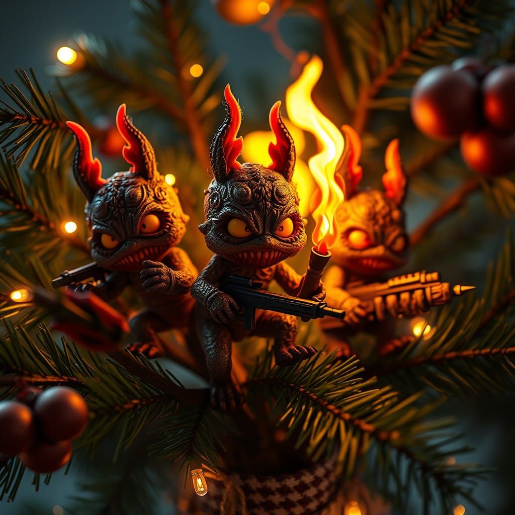 Mischievous Gingerbread Elves Gather on a Festive Christmas...