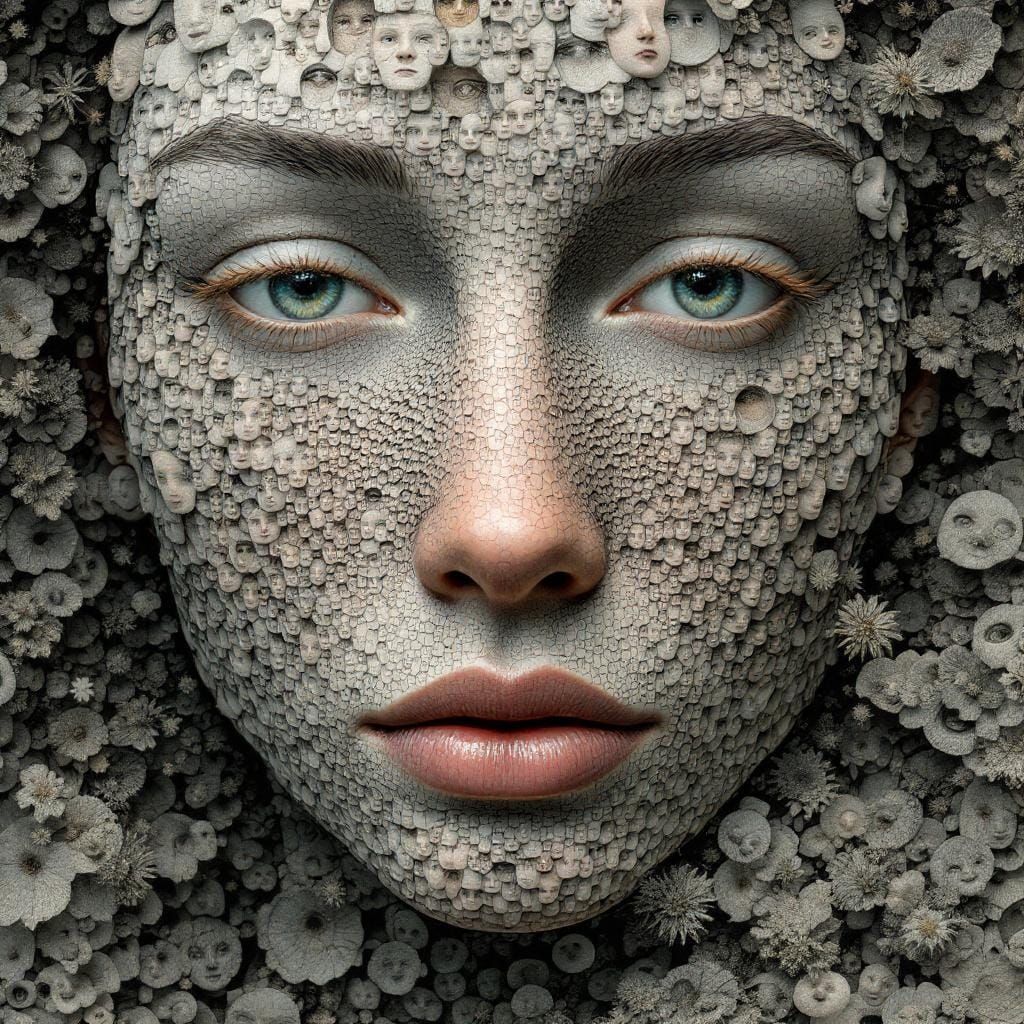 Woman's Face Tessellation in Styles of Thorp, Stalenhag, Jon...