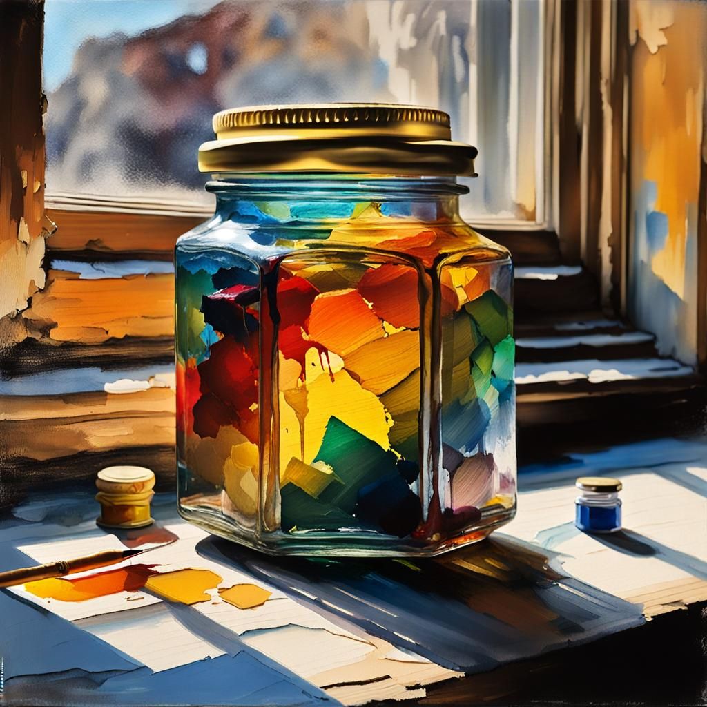 Space Ink in Jar: Oil Painting with Bold Strokes
