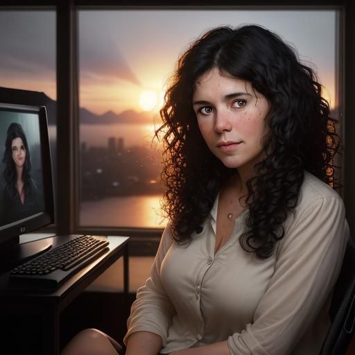 Emotional Portrait of Writer at Sunset, Professional Quality