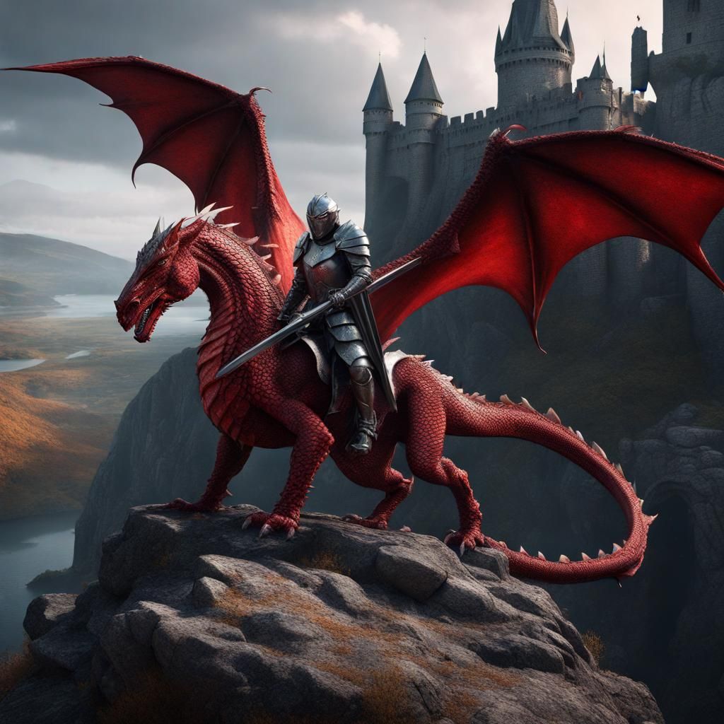 Red Dragon Knight at Medieval Castle