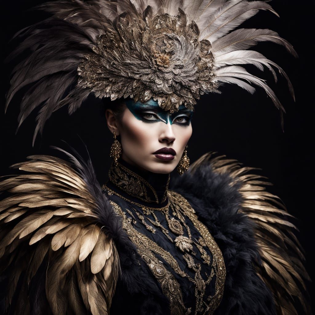 Bird Hybrid in Victorian Masquerade Clothing