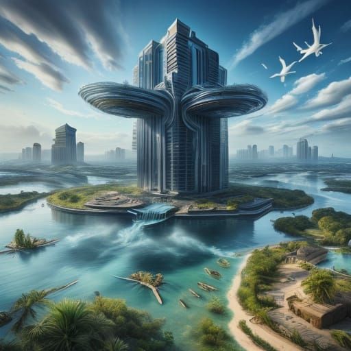 Ethereal Water Scene in Dreamlike Illusion Style