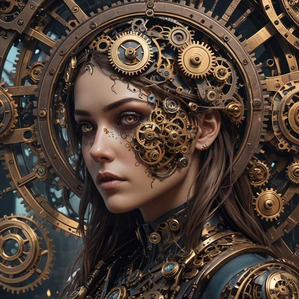 Clockwork Girl: Steampunk Robotic Fantasy Art