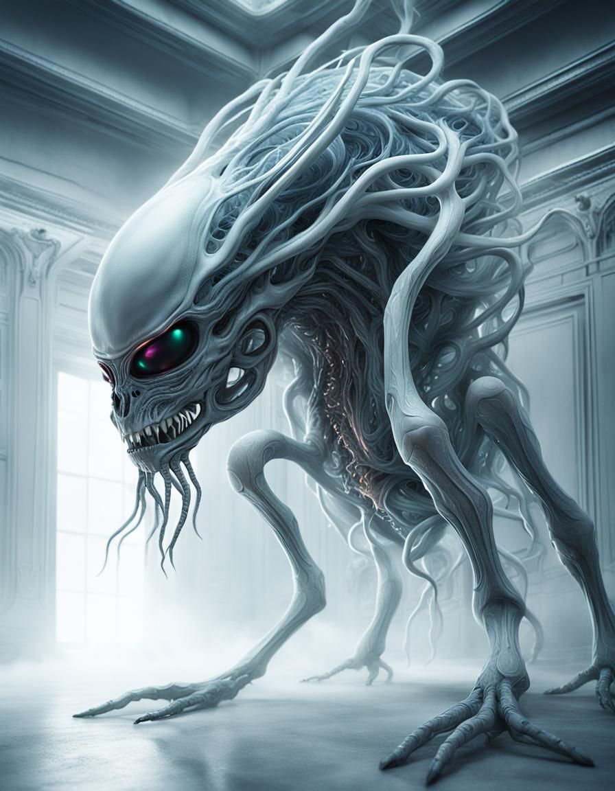 Monstrous Alien Creature in Surreal Digital Painting