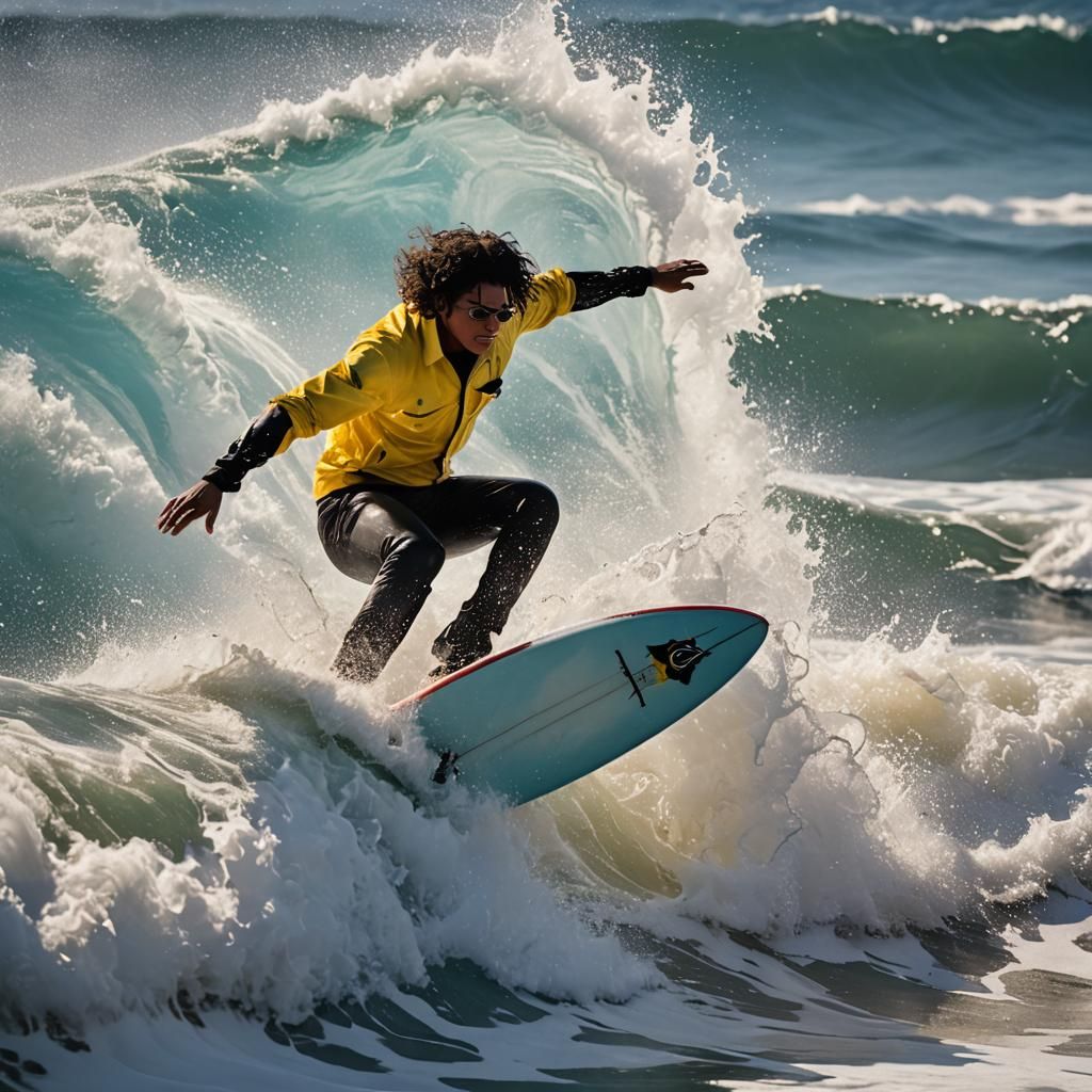 Michael Jackson Surfing a Big Wave