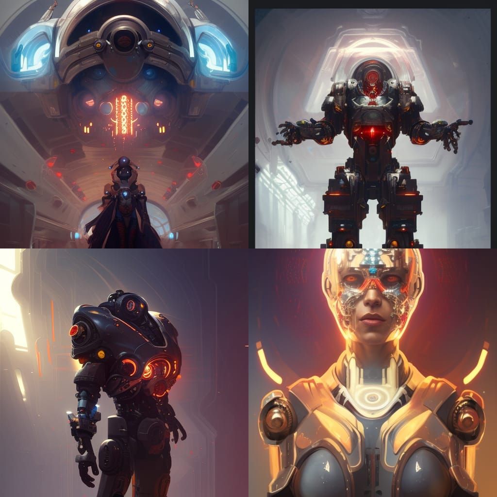 Cyborg Tech Priest Portrait in Cyberpunk Style