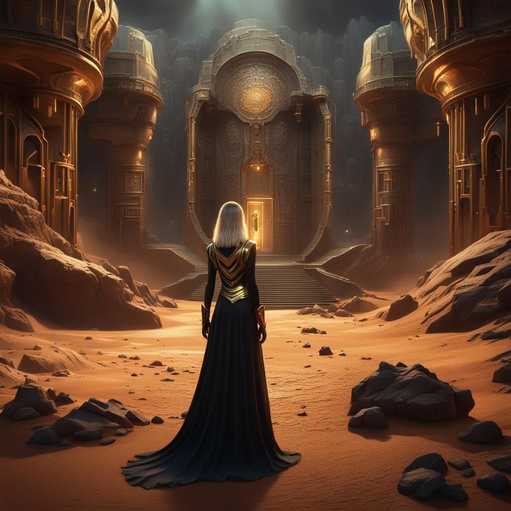 Martian Desert Dungeon with Lilith in Fantasy Style