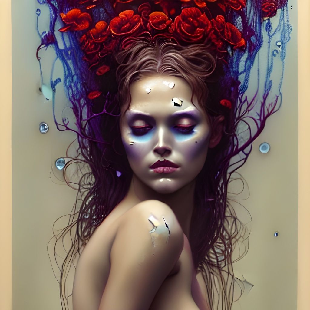 Mystique: Wet Skin Beauty in Art Nouveau Style