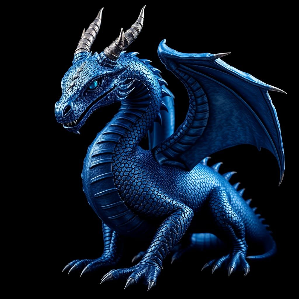 Blue Dragon with Metallic Scales