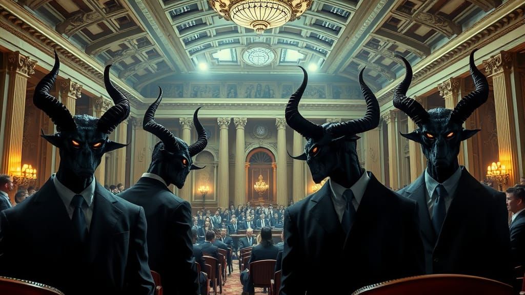 Demonic Politicians in Dark Congressional Hall