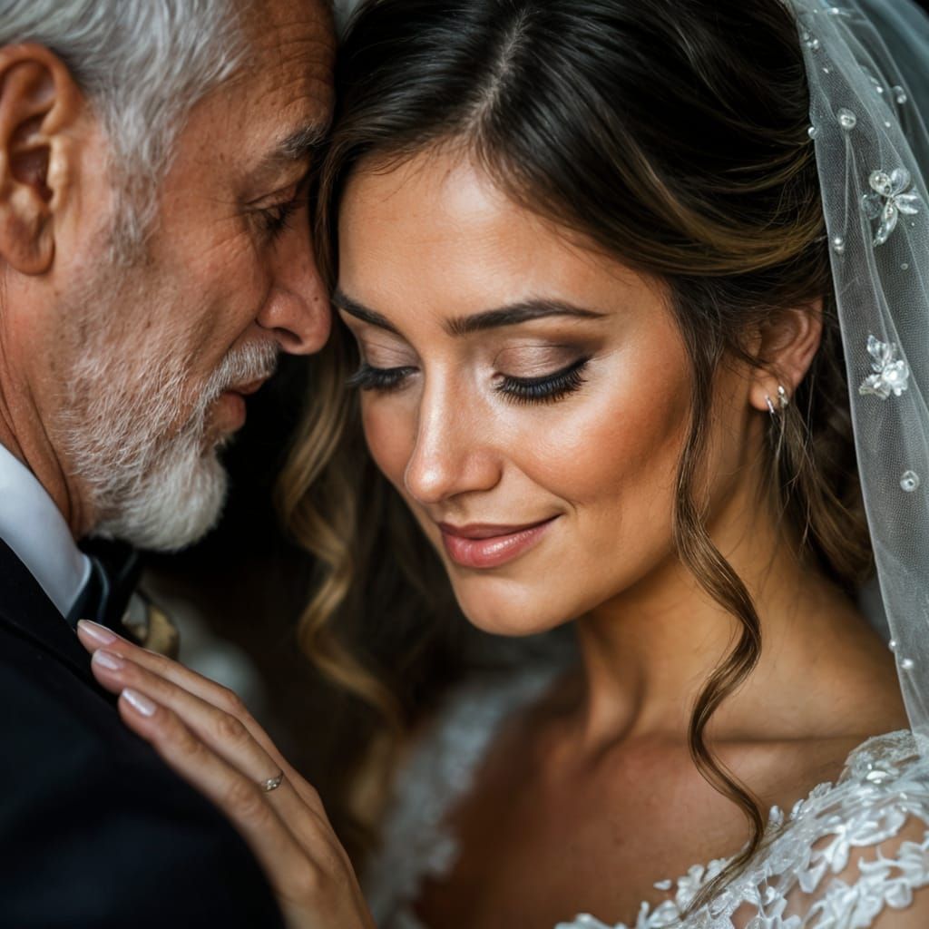 Tender Father and Bride Close-Up in Elegant Portrait