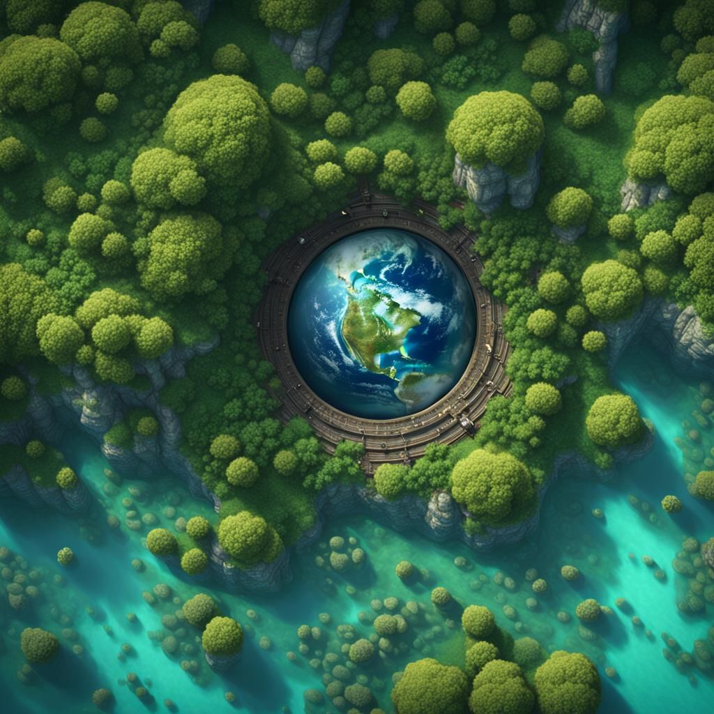 Giant Eyes Emerge from Ocean Gazing at Earth